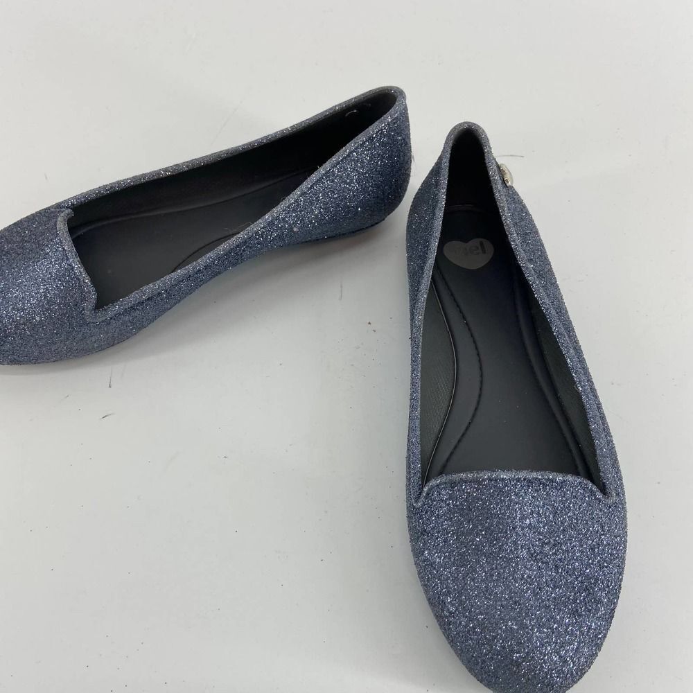 Melissa dark Blue Virtue Holiday Special Glitter Loafer Shoes Womens 5 or Kids 3 - Picture 4 of 7